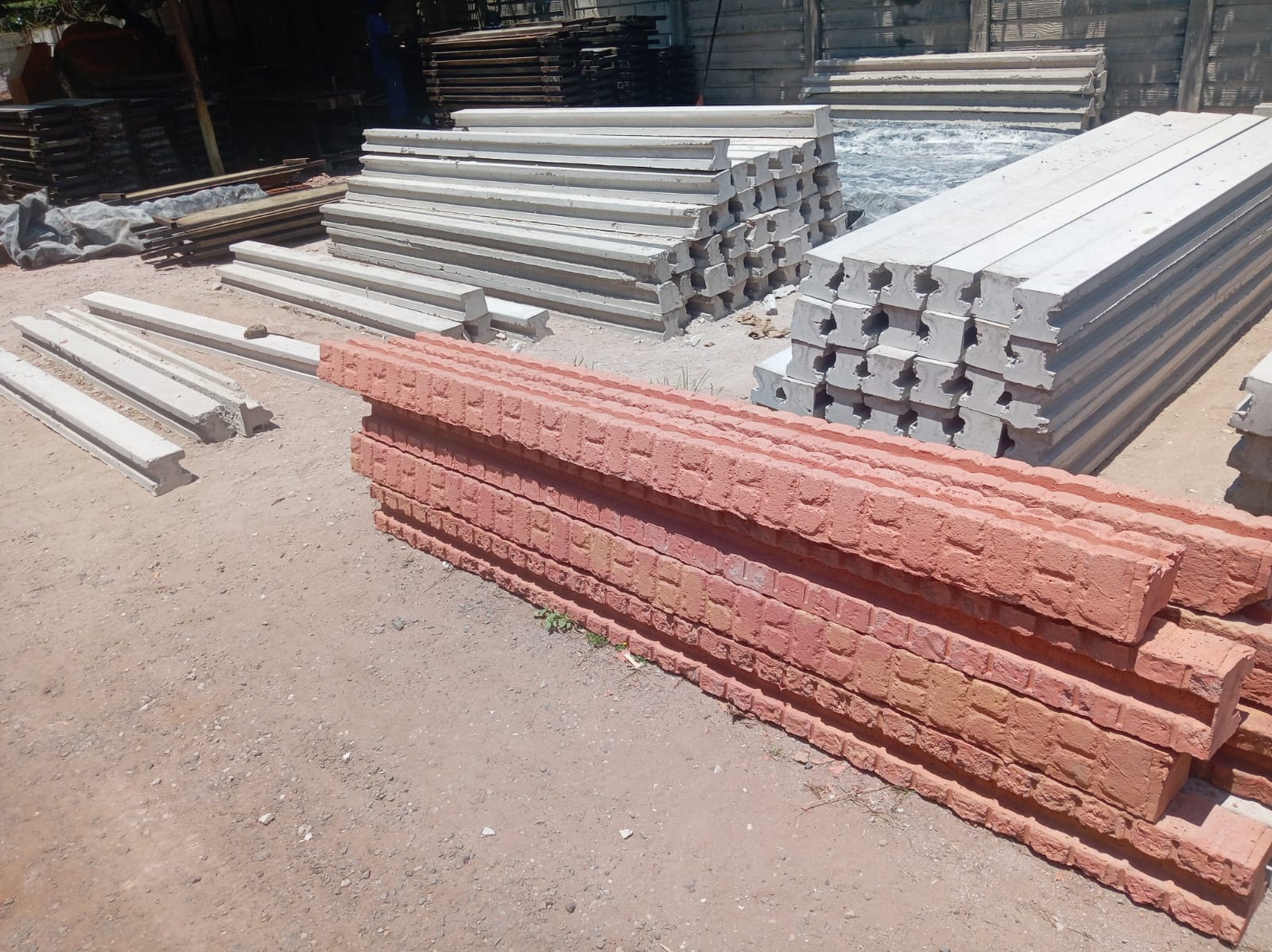 Precast concrete posts stacked and ready for delivery